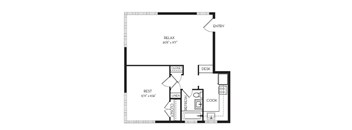 1 Bed Floor Plan at Park Georgetown Apartments, Arlington, VA
