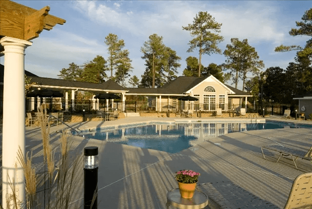 Swimming Pool and Sundeck at Village on the Lake Apartments, Spring Lake, NC
