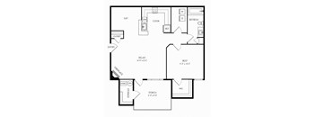 786 Square-Feet 1 Bedroom A 1 Bath Floor Plan at Stone Gate Apartments, Spring Lake, North Carolina