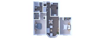 2 Bedrooms Floor Plan B1R