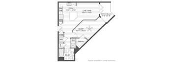 Studio apartment floor plan layout at TLC Grand Apartments, Illinois