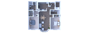 2 Bedrooms Floor Plan B2R