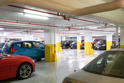 Assigned heated garage parking and valet service available