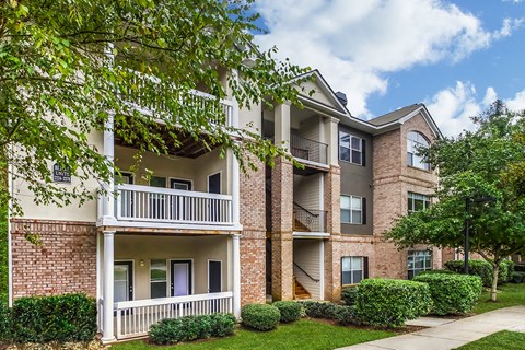 our apartments have a spacious courtyard with green grass and trees