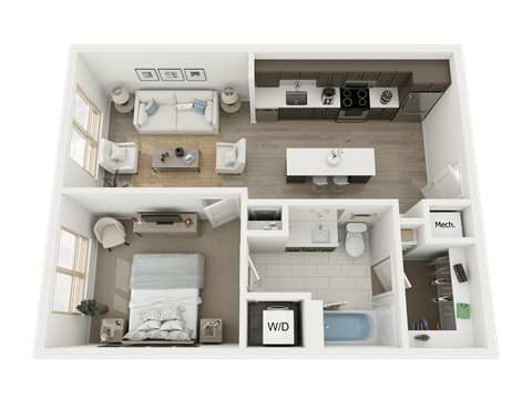 1 Bd - a1 floorplan at AVE Austin North Lamar, Texas, 78752