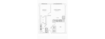 a floor plan of a 1 bedroom floor plan