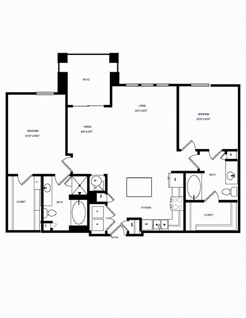 B3 Floor Plan at AVE Las Colinas, Irving, Texas