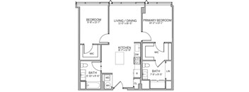 B1 Floor Plan at AVE Hamilton Green - 25 Cottage Apartments, White Plains , New York