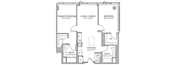 B2 Floor Plan at AVE Hamilton Green - 25 Cottage Apartments, White Plains , New York
