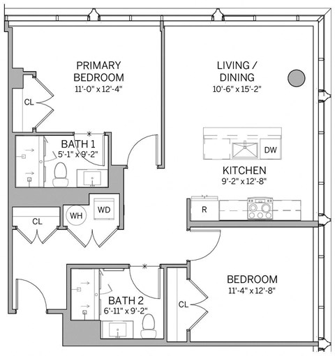 B3A Floor Plan at AVE Hamilton Green - 25 Cottage Apartments, New York
