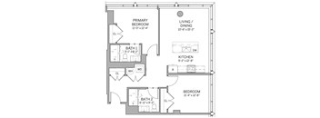 B3B Floor Plan at AVE Hamilton Green - 25 Cottage Apartments, White Plains , NY