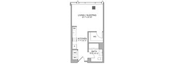 E2 Floor Plan at AVE Hamilton Green - 25 Cottage Apartments, New York