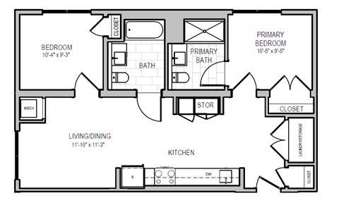 A black and white image of a floor plan for a house.