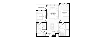 A black and white image of a house floor plan with a patio/balcony at AVE Paradise Valley, Phoenix, 85032