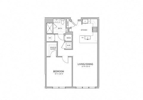 1 Bedroom - a12 Floor Plan at AVE Blue Bell, Blue Bell, Pennsylvania