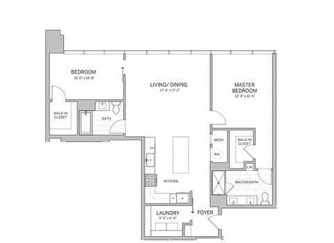 2 Bedroom - b16 Floor Plan at AVE Blue Bell, Blue Bell, Pennsylvania