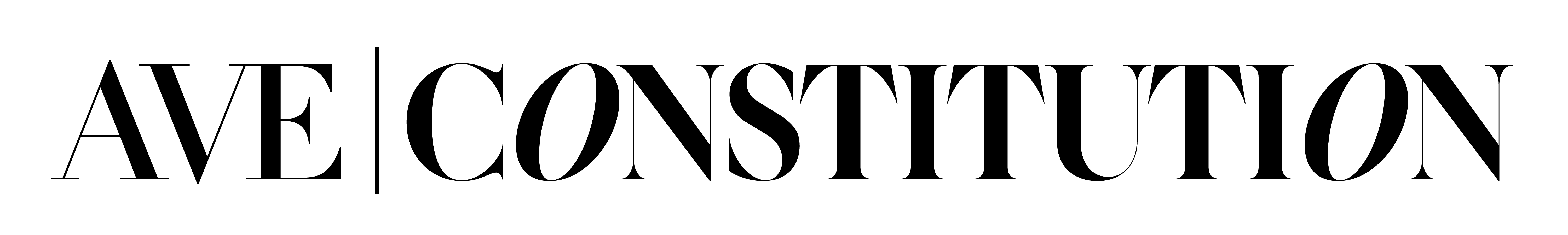 A green banner with the words Ave Constitution written in black.