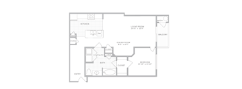 a floor plan of a house with a bedroom and a living room