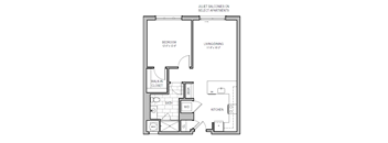 A floor plan of a Juliet balconies on select apartments.