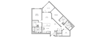 A floor plan of a house with a living room, dining room, kitchen, and bedrooms.