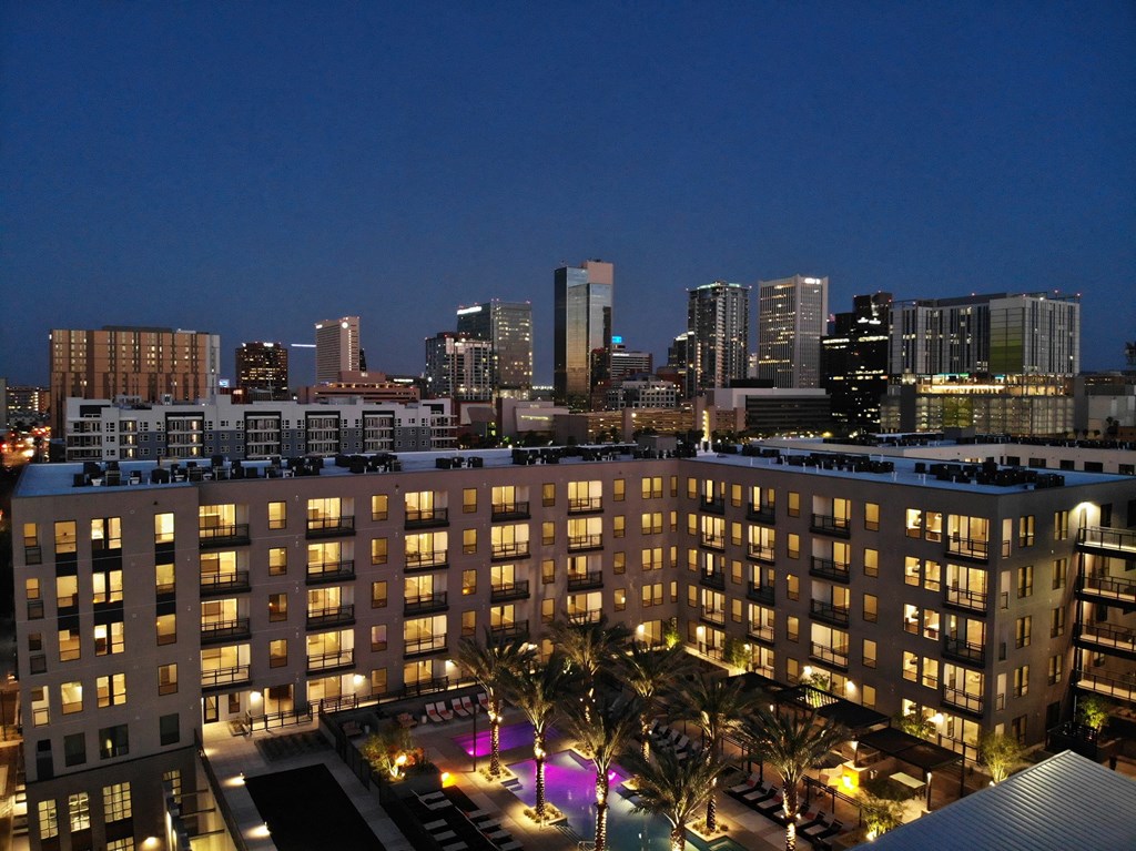 Apartment Exterior In Night at AVE Phoenix Terra, Arizona, 85003