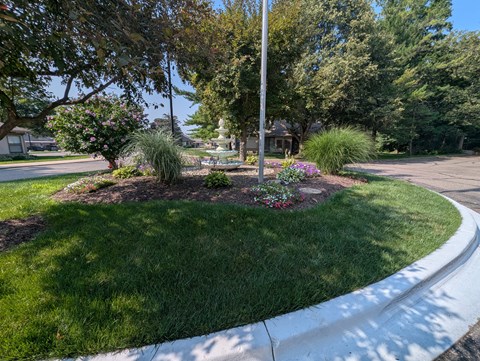 A well-maintained garden with a variety of plants and flowers.