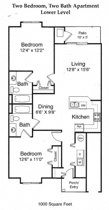 Two Bedroom Lower Floor Plan