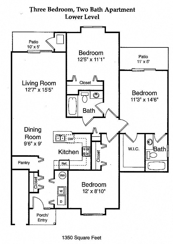 Three Bedroom Lower Floor Plan