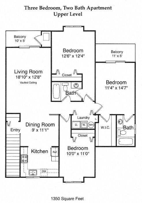 Three Bedroom Upper Floor Plan