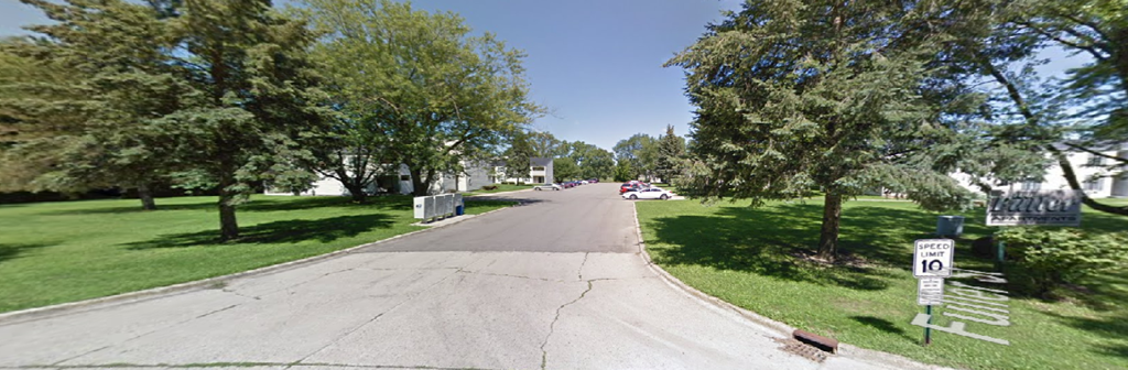 a street with trees on both sides of a road