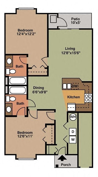 Two bedroom two bathroom lower level unit