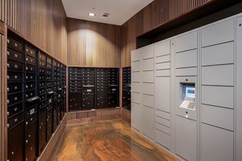 Mail room with package receiving service at The Augustan, Augusta, GA