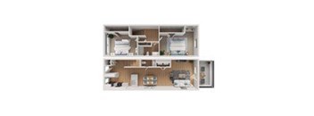 2 Bed 2 Bath Floorplan A at Sanctuary Apartments and Townhomes, Augusta, GA
