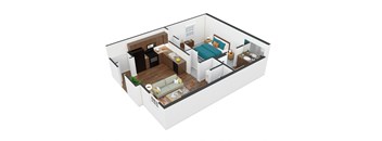 Esteem One Bedroom Floor Plan  at MacArthur Park, Georgia