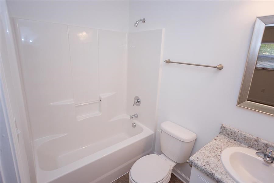 a bathroom with a toilet and a tub and a sink