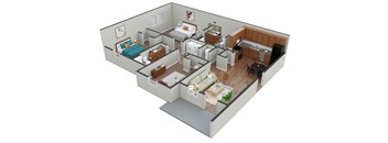 Honor Plus Two Bedroom Floor Plan  at MacArthur Park, Augusta, GA