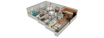 Honor Two Bedroom Floor Plan  at MacArthur Park, Augusta, 30909