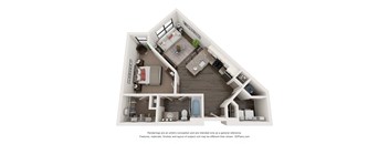 One bed one bath 617 sq ft floor plan at The Augustan in Augusta 30901