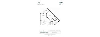 A3 Floor Plan at The Collective NoDa, Charlotte, 28205