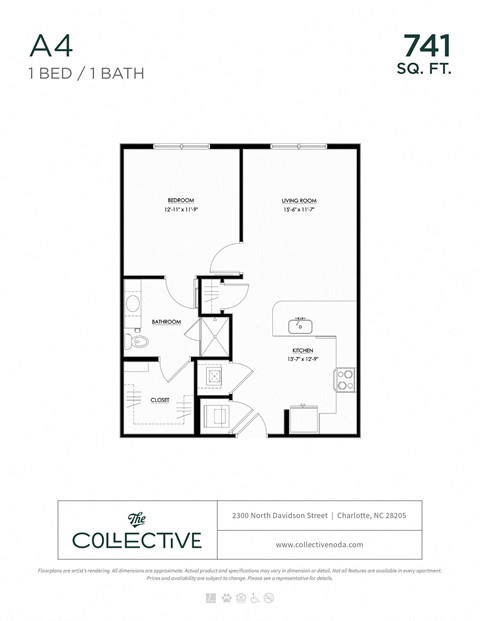 A4  Floor Plan at The Collective NoDa, Charlotte
