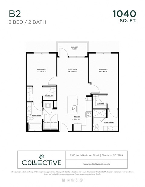 B2 Floor Plan at The Collective NoDa, Charlotte, North Carolina