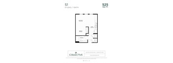 S1 Floor Plan at The Collective NoDa, Charlotte, NC, 28205