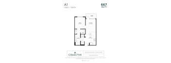 A1 Floor Plan at The Collective NoDa, North Carolina, 28205