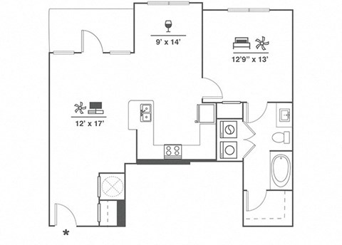 A2E Floor Plan at Cue Luxury Apartments, Cypress