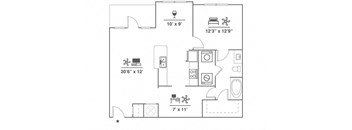 A2 Floor Plan at Cue Luxury Apartments, Cypress, Texas