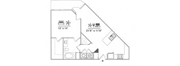 A3C Floor Plan at Cue Luxury Apartments, Texas