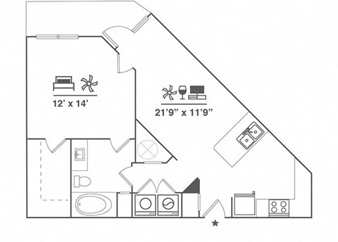 A3C Floor Plan at Cue Luxury Apartments, Texas