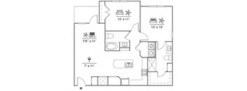B7 Floor Plan at Cue Luxury Apartments, Cypress, TX, 77433