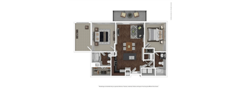 A floor plan of a house with a kitchen, living room, and bathroom.