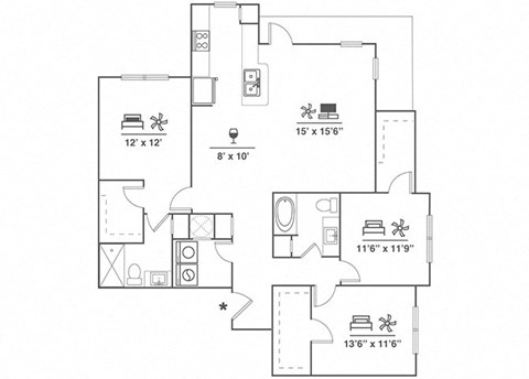C1A Floor Plan at Cue Luxury Apartments, Cypress, TX